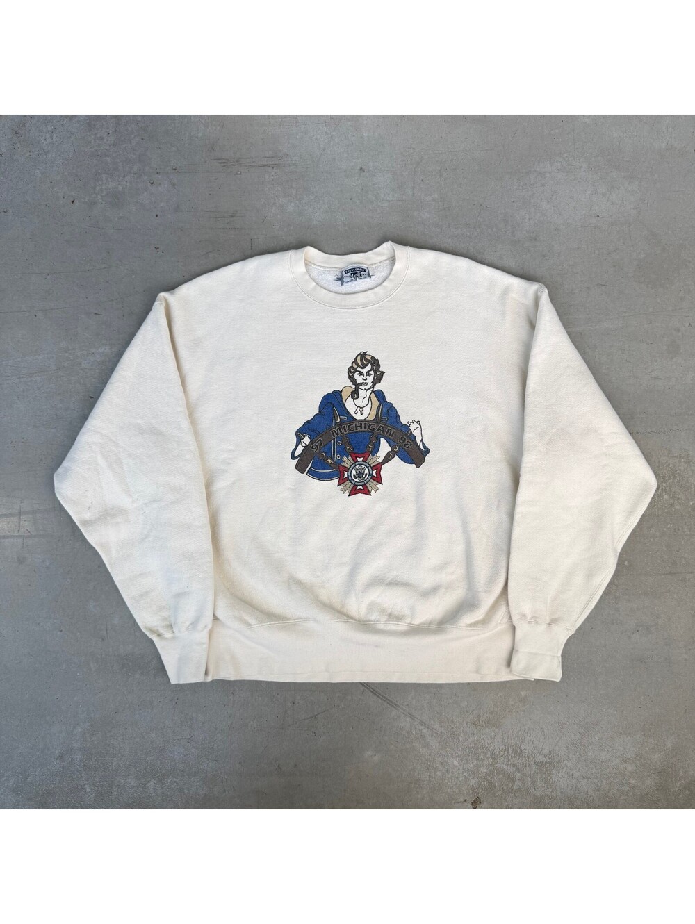 Vintage 90s Michigan War Veterans Graphic Sweatshirt 3XL White